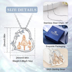 EUDORA Sterling Silver Mother Daughter Necklace for Women, Mama Son Daughter Necklace Pendant for Mom and Daughter,Mom Jewelry from Daughter Mother's Day Gift for Mother Daughter Aunt Grandma