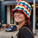 Women'S Crochet Bucket Hat Handmade Knit Cloche Beanie Foldable Floppy Sun Hat Cute Fishing Hat Floral Cap Trendy Outdoor