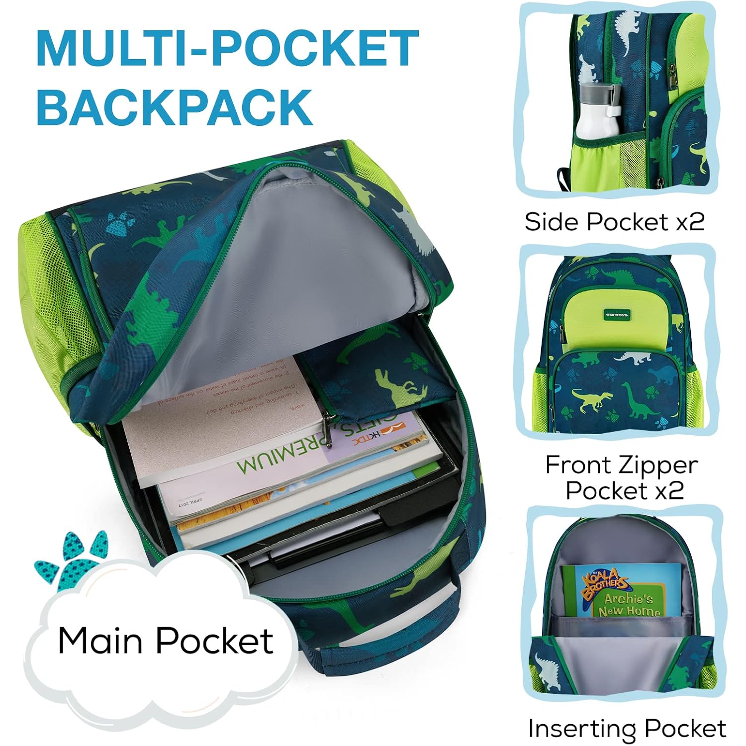Mommore Kids Backpack Set Kindergarten School Bookbag For Boys Girls
