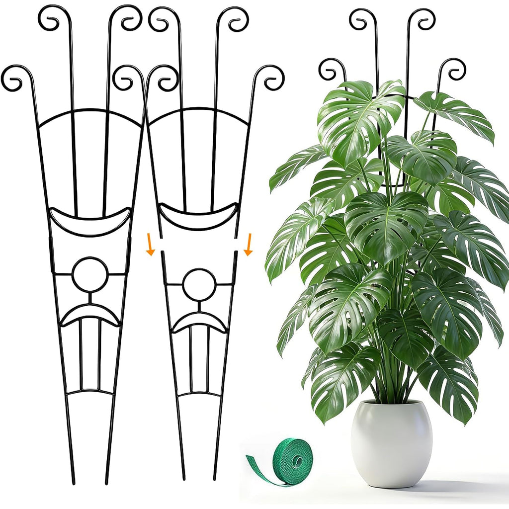 Monstera Plant Support - 32.6 Inch Tall Trellis With 2 Pack Plant Stakes For Your Large Climbing Monstera Deliciosa | Indoor Plant Climbing Frame For Potted Growth