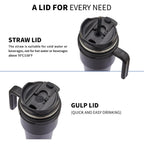 20 Oz Insulated Coffee Mug Tumbler With Handle, Stainless Steel Travel Mug Tumbler With Lid And Straw,Double Wall Vacuum Leak Proof Ice Coffee Thermal Cup, Black