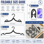 12 Pcs Travel Hangers - Cruise Ship Essentials Portable Folding Clothes Hangers Travel Essentials Foldable Clothes Drying Rack For Travel (Black)