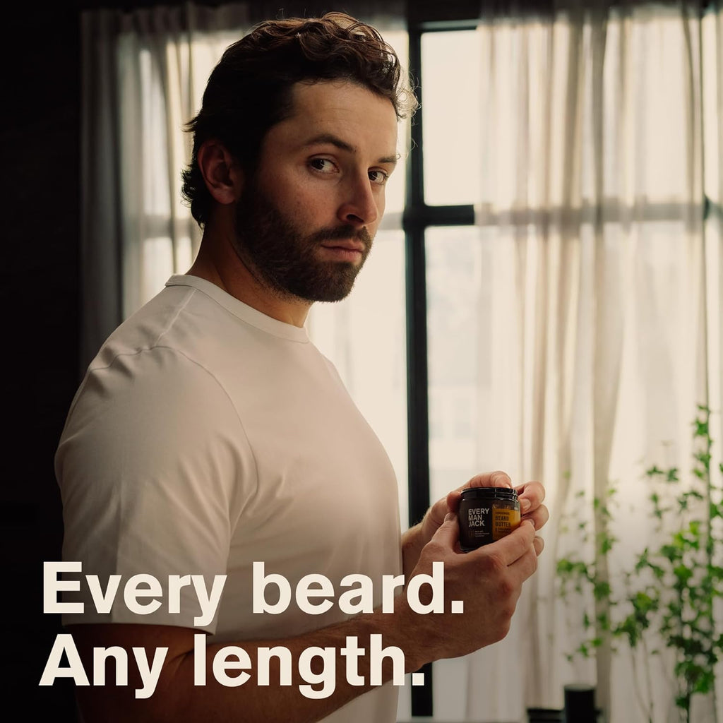 Every Man Jack Beard & Scruff Softening Butter- Subtle Sandalwood Fragrance - Hydrates & Styles Dry, Unruly Beards While Relieving Itch - Made with Shea Butter & Coconut Oil - 4-ounce (2 Pack)