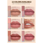 12 Colors Matte & Glossy Liquid Lipstick Set – Book Style Gift Kit for Women & Girls – Long Lasting Waterproof Lip Gloss with Nude, Pink, Red Shades, Non-Sticky, Transfer-Proof Lip Stain (Set A)