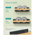 Songmics 4-Pack Strong Magnetic Real Bamboo Spice Racks For Fridge | Kitchen Magnetic Shelves For Washing Machine, Spice Organizers, No Drilling Needed, Ink Black Ukcs062Bh01