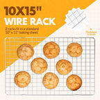 2 Pcs Cooling Racks For Cooking And Baking, 15X10 Inches Stainless Steel Cooling Rack, Sheet Pan With Wire Rack For Baking Sheet, Bacon Rack Oven Safe Fits Jelly Roll Sheet Pan