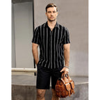 Vatpave Mens Summer Striped Shirts Button Down Short Sleeve Vintage Beach Hawaiian Shirts With Pocket