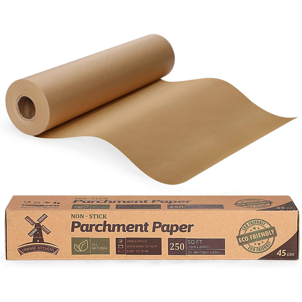 Unbleached 15 X 200 Ft Parchment Baking Paper Roll - 250 Sq.Ft For Baking, Cooking, Grilling, Air Fryer And Steaming