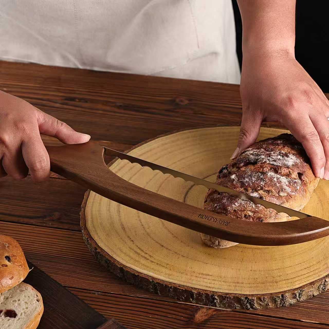 RAPSAKEMOH Bread Knife for Homemade Bread sourdough,Bread slicer for Homemade Bread, Sourdough bread knife, Baguettes and More Cuts Thin,Bow Design Easy to Cutting Even Slices