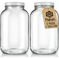 1 Gallon Glass Jar With Lid – 2 Pack Large Glass Jar With Airtight Metal Lids - USDA Approved BPA-Free Dishwasher Safe, Wide Mouth Sun Tea Jar, Gallon Mason Jar for Storage, Fermenting, And Brewing