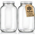 1 Gallon Glass Jar With Lid – 2 Pack Large Glass Jar With Airtight Metal Lids - USDA Approved BPA-Free Dishwasher Safe, Wide Mouth Sun Tea Jar, Gallon Mason Jar for Storage, Fermenting, And Brewing