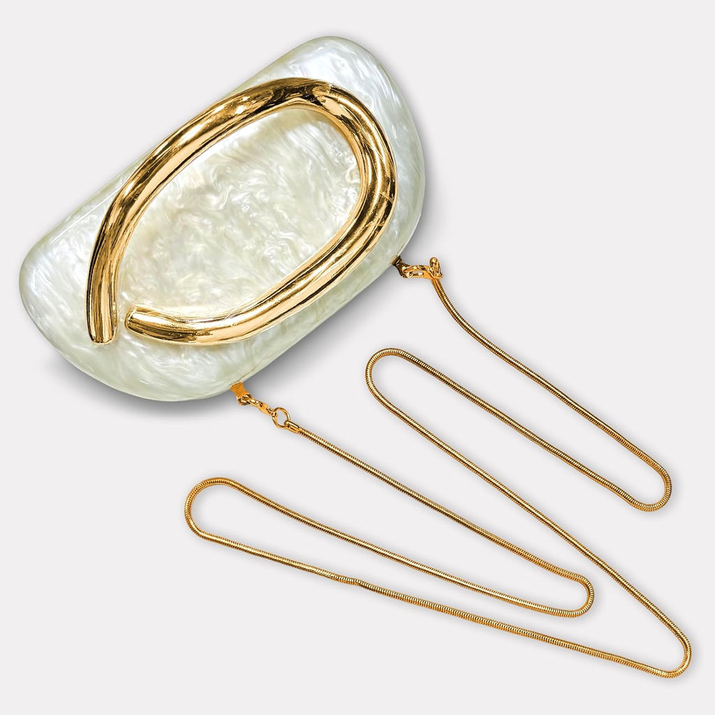 Gold Clutch Purses For Women Formal,Marble Acrylic Women'S Evening Handbags Purse,Trendy Metal Handle Evening Purse,Clutch Bag 2026 For Wedding Party Causal