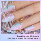 Creaglam 3D Nail Gel Art: 2pcs 16ML Sculpting Gel Nail Glue for Carving Patterns Decoration - Chrome Nail Powder and DIY Nail Charms - 4 in 1 Clear No Wipe Gel Nail Polish Rhinestone Nail Art Glue