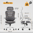 Ergonomic Mesh Office Chair - 3D Adjustable Lumbar Support & 3D Armrests, V-Shaped Back, Adjustable Desk Chair For Office & Home, White