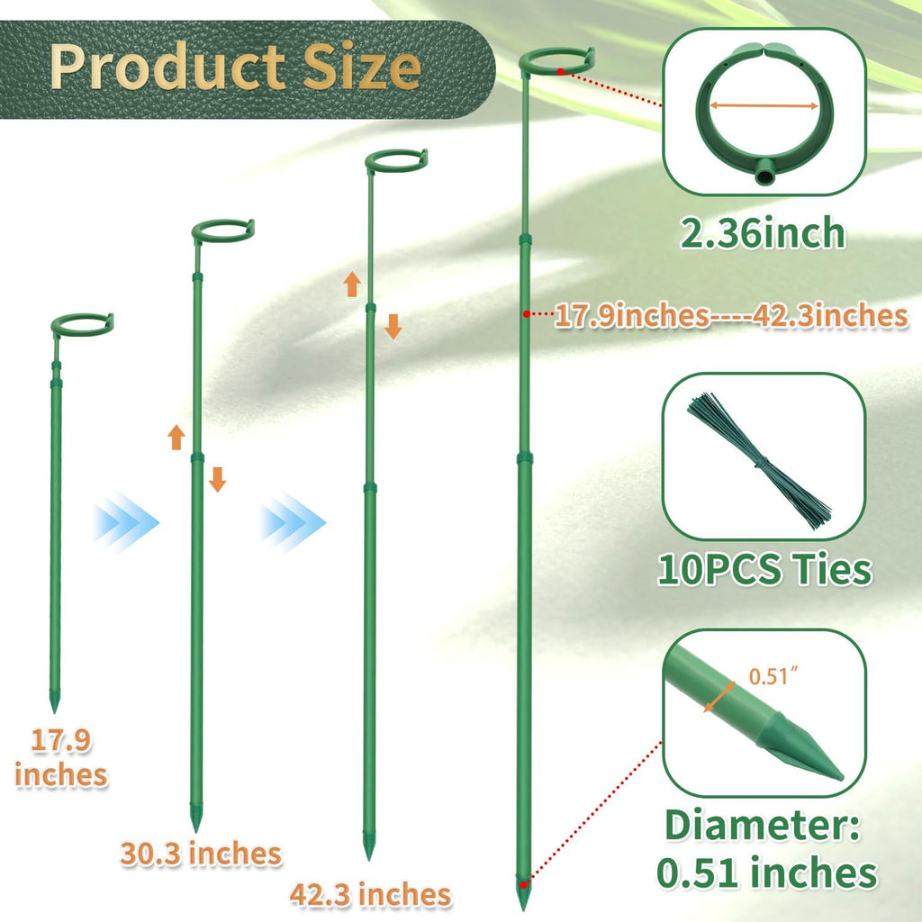 Telescoping Plant Stakes,3Pcs 17.9In To 42.3In Adjustable Monstera Plant Support Orchid Sticks With Clips, Plant Sticks Support Tall For Monstera,Orchids,Tomatoes,Vines & Indoor Outdoor Plants