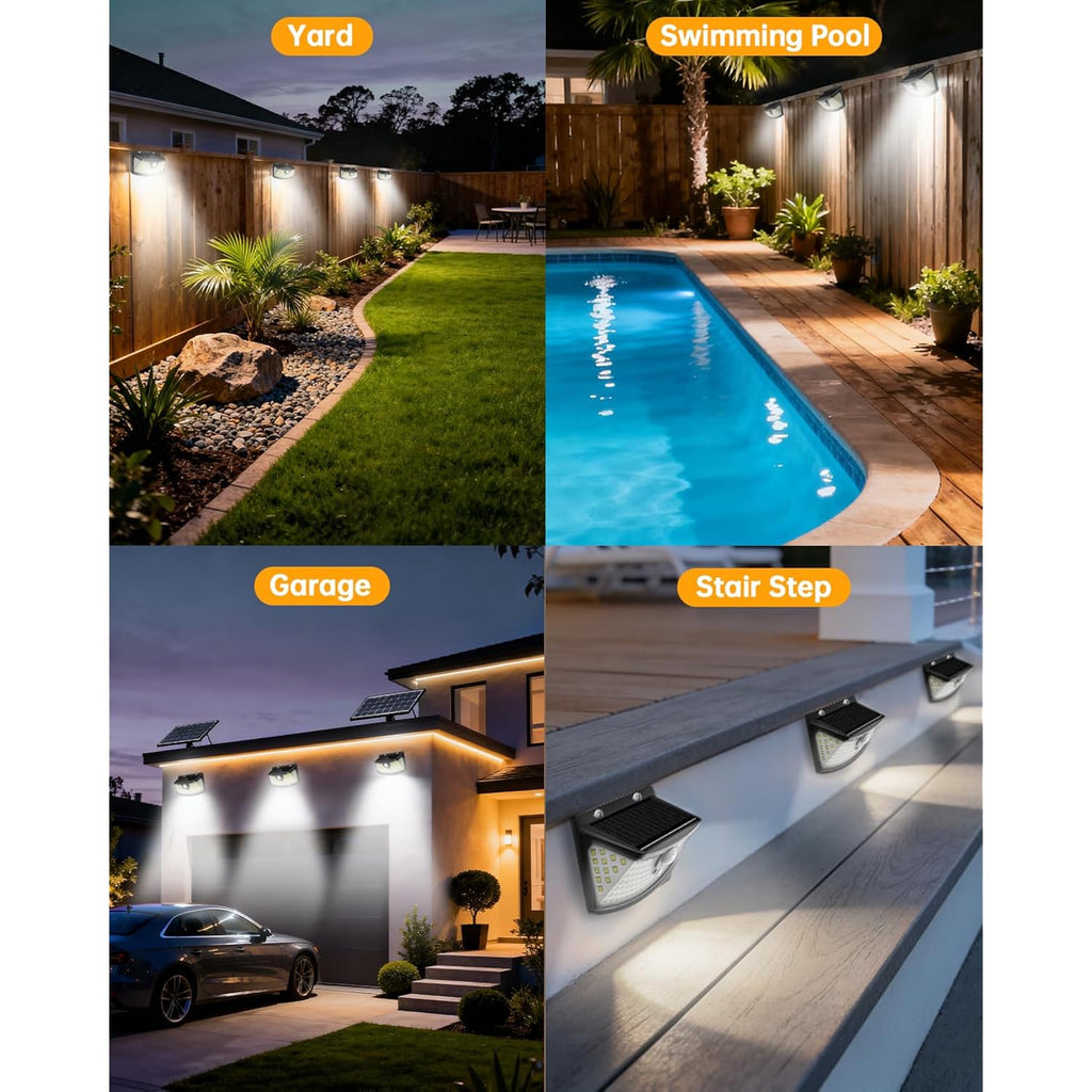 Aootek Solar Motion Sensor Lights Outdoor 120 Leds, Black, 6 Pack | Lights Reflector, 270° Wide Angle, Ip65 Waterproof, Step Lights For Front Door, Yard, Garage, Deck