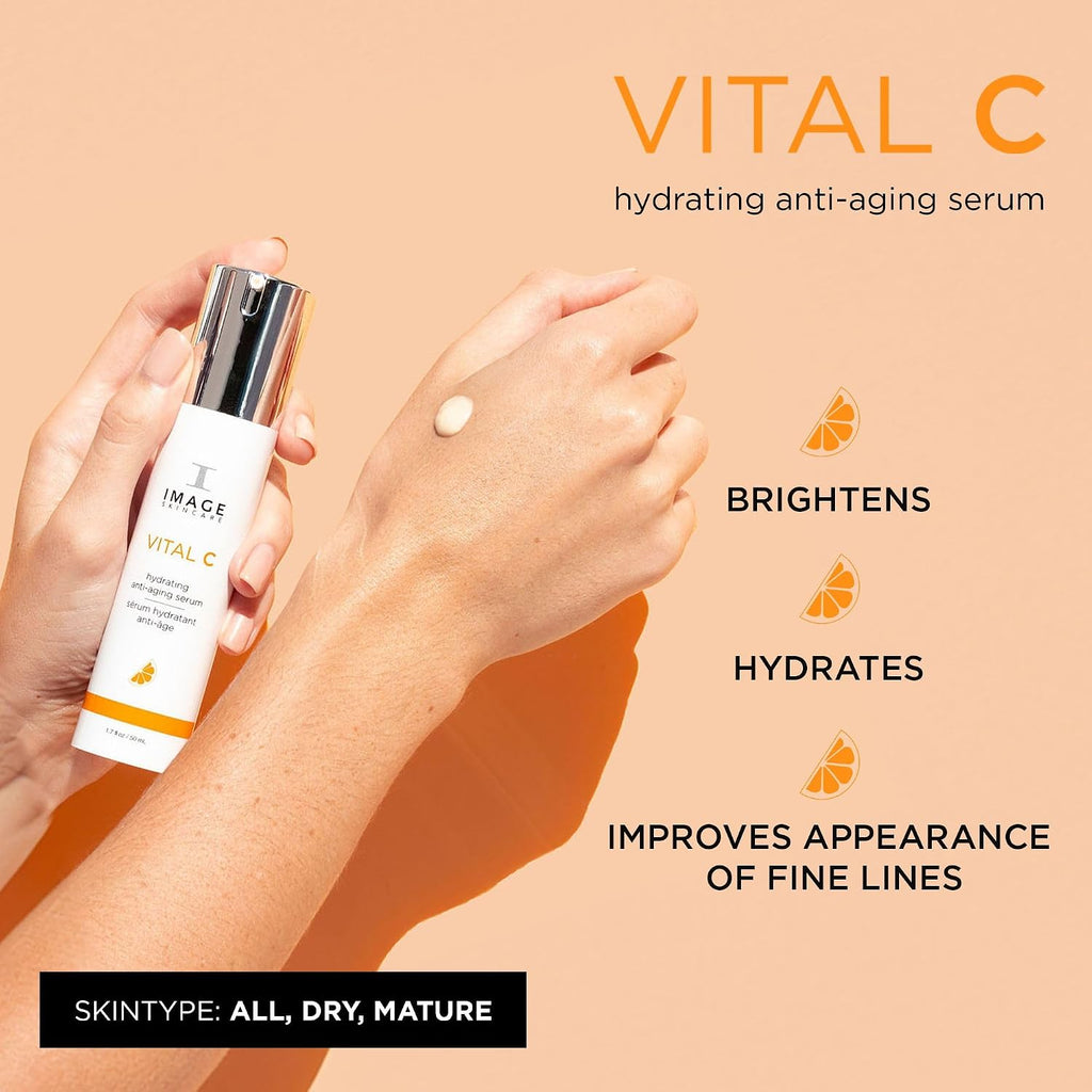 Image Skincare, Vital C Hydrating Face Serum, With Vitamin C And Hyaluronic Acid, To Brighten, Tone And Smooth Appearance Of Wrinkle