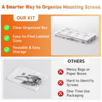 Universal Tv Mounting Hardware Screw Kit - Complete Set Of M4 M5 M6 M8 Bolts With Washers & Spacers For Most Tv Wall Mounts/Display Up To 80 Inches, Fits Vesa Standard (Black)