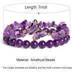 Amethyst Bracelet For Women Anxiety Amethyst Beaded Bracelets Butterfly Charms Healing Stone Layered Bracelet Gifts For Women