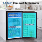 Dumos 3.2 Cu.Ft Mini Fridge With Freezer, Single Door Refrigerator With Adjustable Thermostat, Compact Small Fridge For Bedroom, Office, Dorm, Black, Single Door