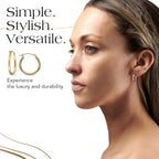 MAZZERI Solid Gold Hoop Earrings 14k Real Gold For Women and Men - Hypoallergenic, Made in the USA, Available in Yellow or White Gold