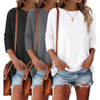 3 Pack 3/4 Sleeve Tops for Women Crewneck Basics Casual Work Tees Spring Summer Trendy T Shirts 2026 Clothes Blouses