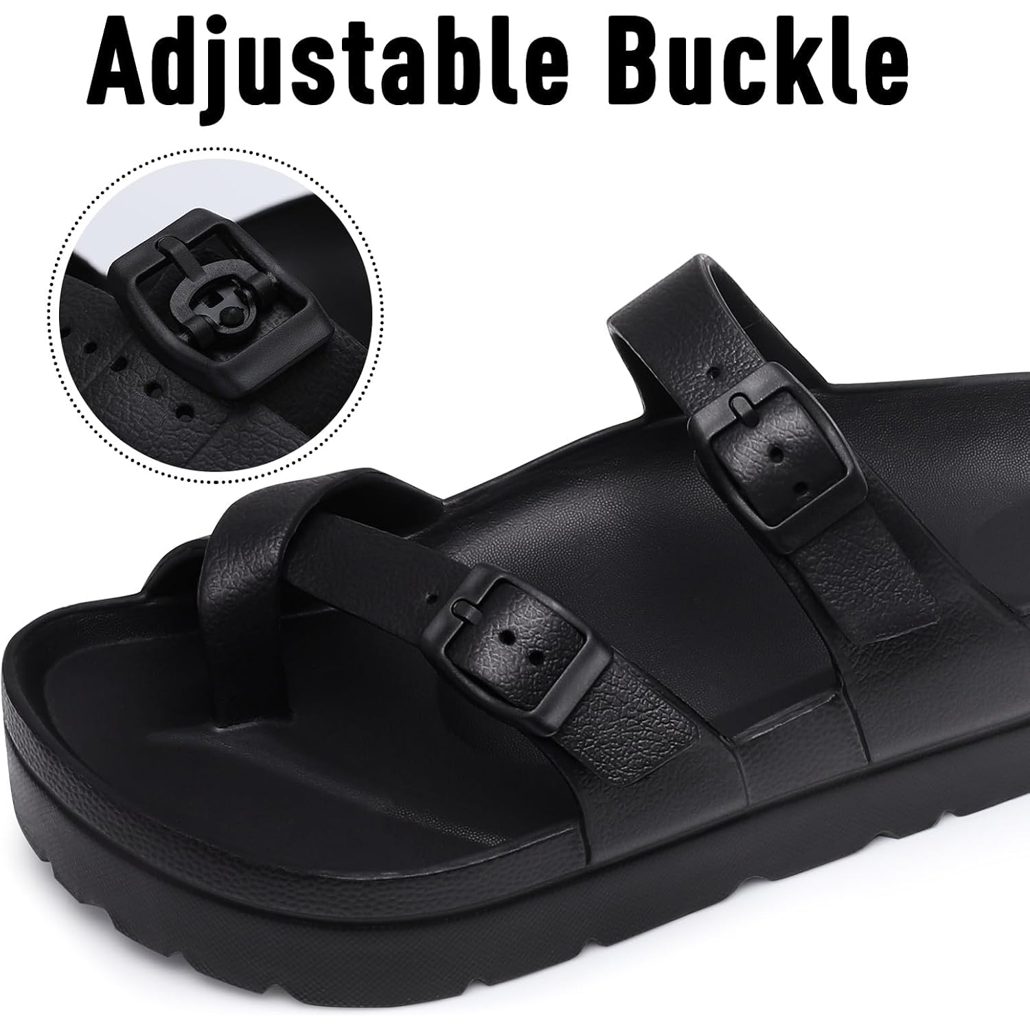 Goosecret Women'S Platform Sandals With Arch Support Comfortable Foam Slides Summer Beach Sandals With Adjustable Buckle