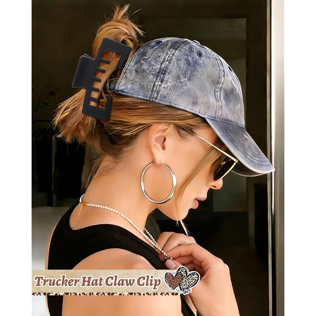 Hat-Friendly Claw Clips For Baseball Caps - 4 Pcs Trucker Hat Hair Clips For Women, Claw Clips For Thick Hair Hat Hairstyles, Gifts Hair Accessories