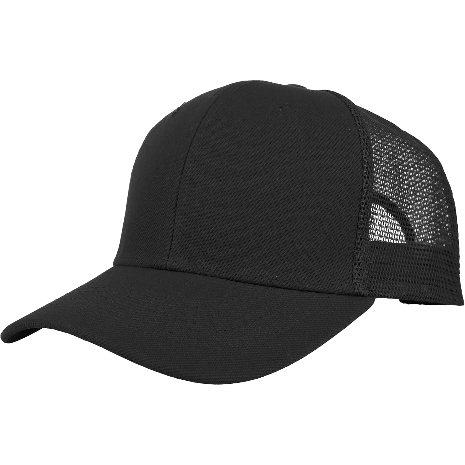 Gelante Mesh Trucker Baseball Cap Snapback Hat Structured Front Panel Black