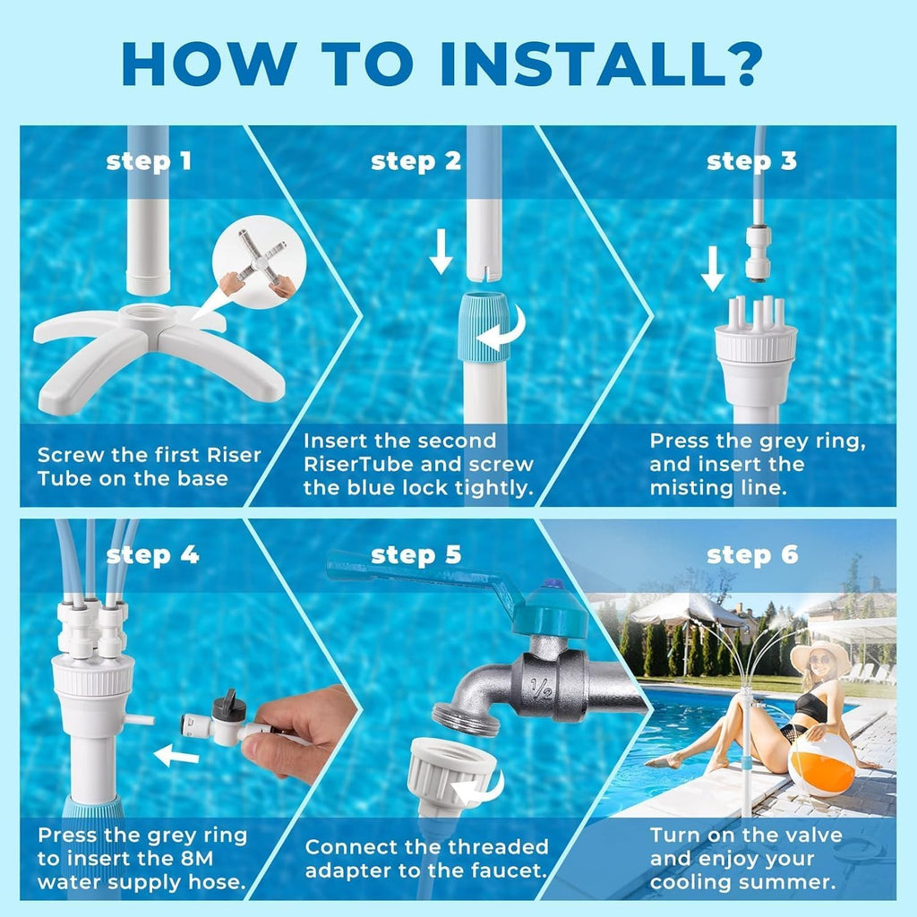 Stand Misters For Outside Patio, Standing Misters With Adjustable 46In Height, 5 Brass Nozzles And 26Ft Line, Standing Misting Cooling System For Bbq, Patio, Pool, And Outdoor Water Fun