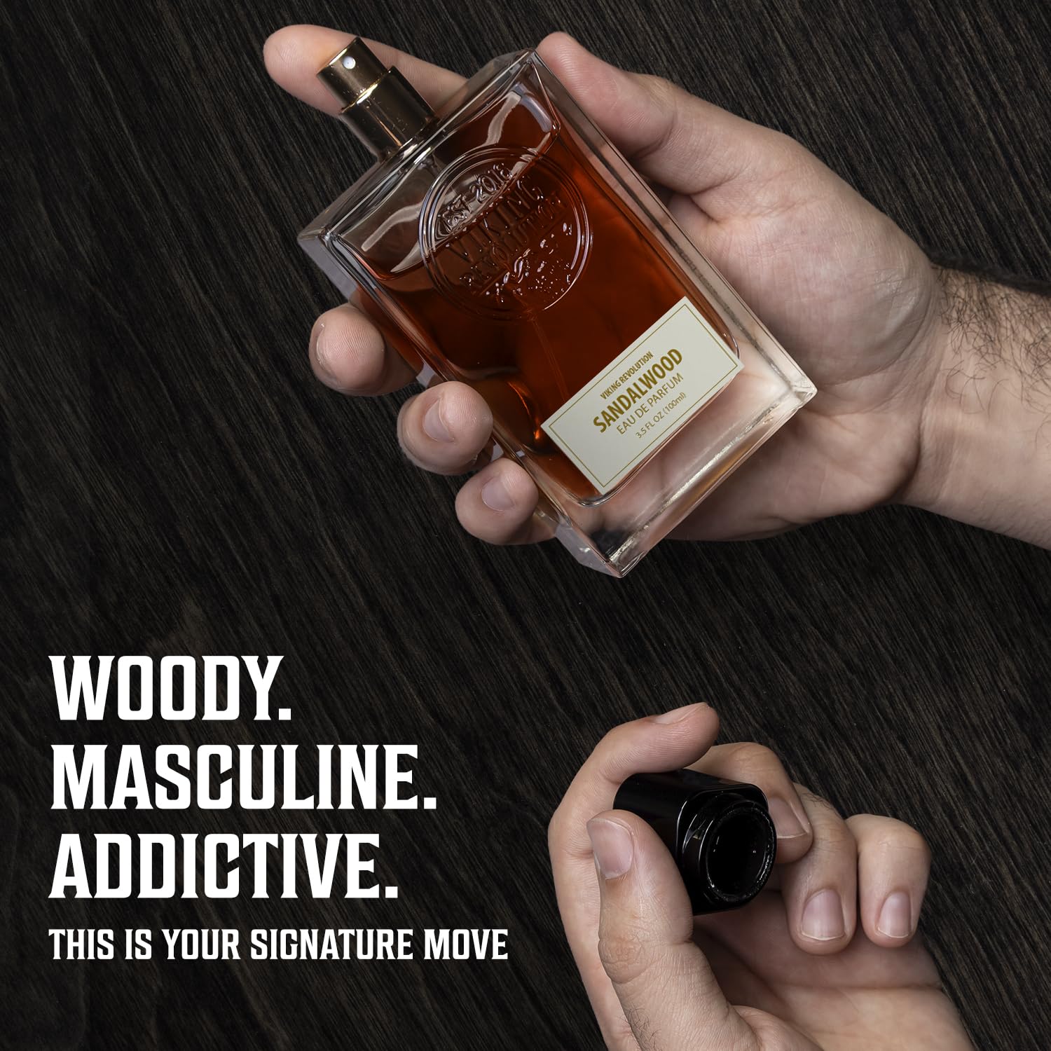 Viking Revolution Sandalwood Cologne for Men - Eau de Parfum - Woody Sandalwood Perfume with Notes of Cedar, Cypress, Plum Blossom, Lemon, Balm, Vanilla - Gifts for Men 3.5 Fl Oz