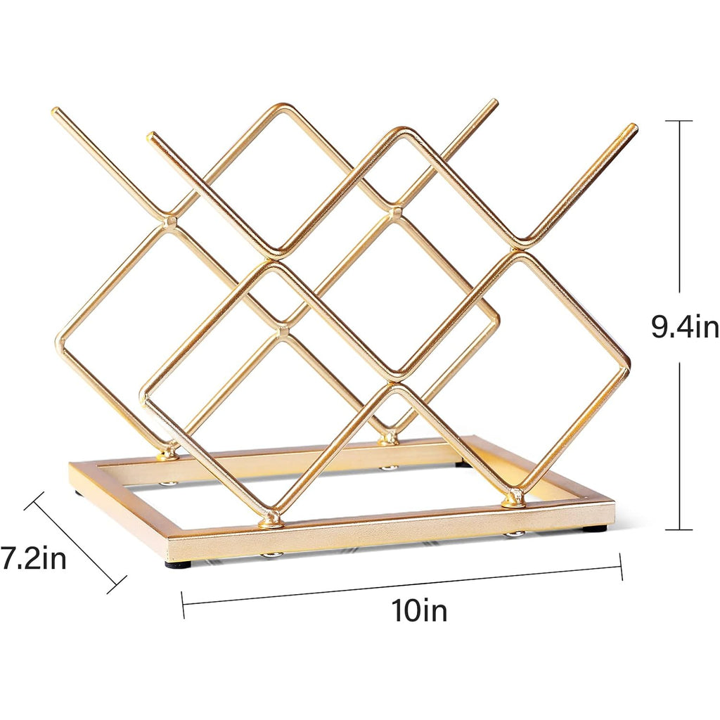 Countertop Wine Rack - 5 Bottle Freestanding Modern Gold Metal Small Wine Rack - Tabletop Wine Holder Stand For Cabinet, Pantry, Wine Bottle Storage…