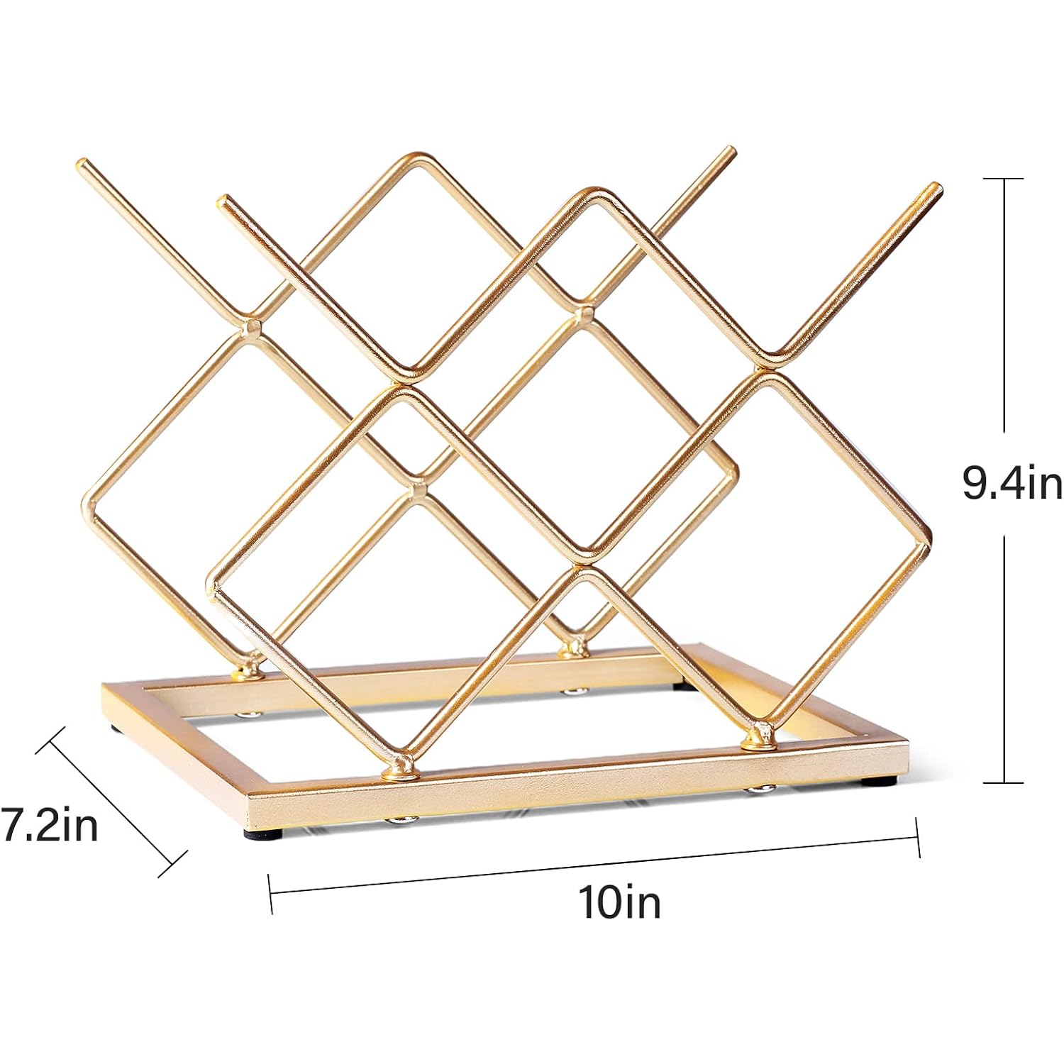 Countertop Wine Rack - 5 Bottle Freestanding Modern Gold Metal Small Wine Rack - Tabletop Wine Holder Stand For Cabinet, Pantry, Wine Bottle Storage…