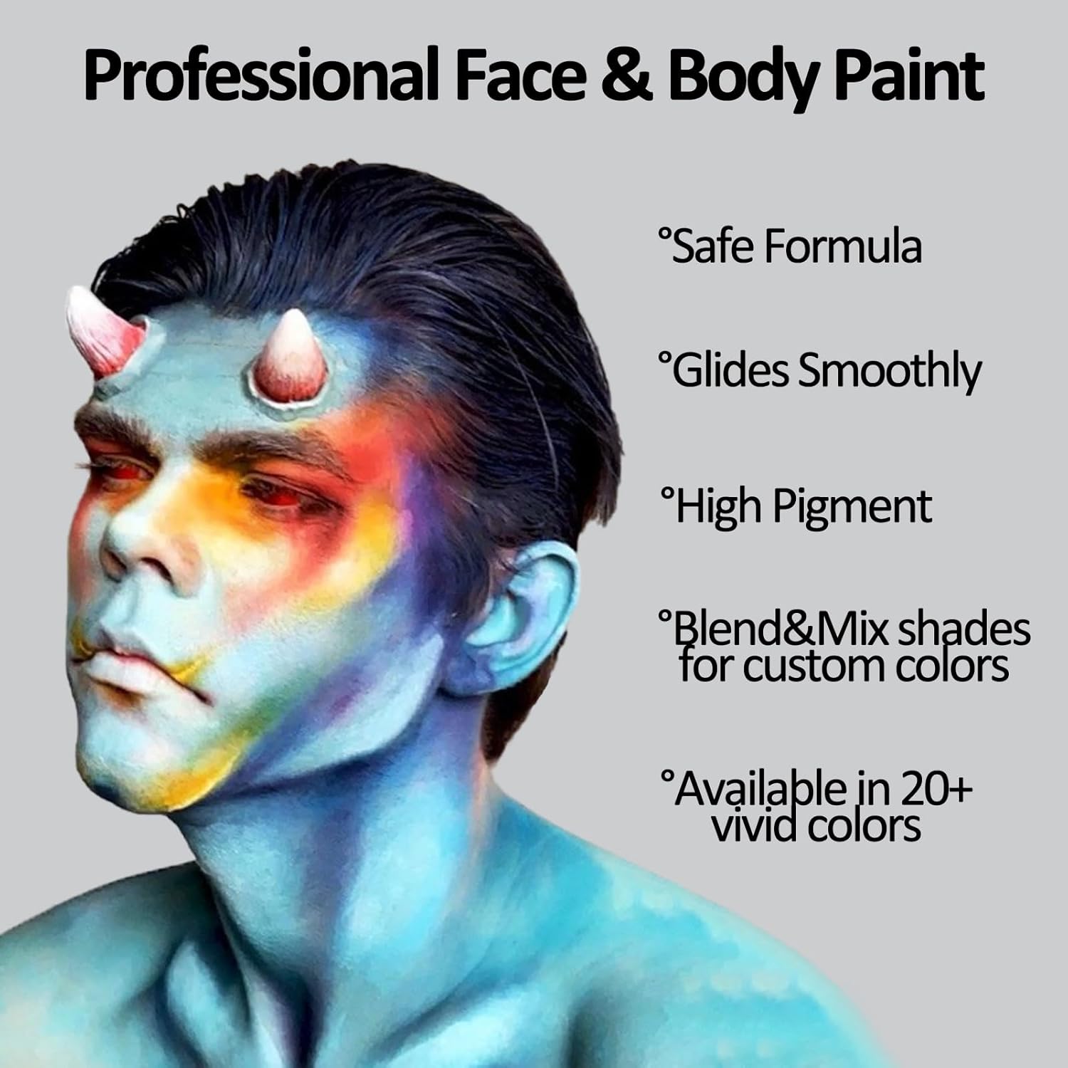 Mysense Black and White Face Body Paint Set,Water Based Washable Face Paint,Non-toxic Cream Body Paint for Halloween SFX Cosplay Clown Skull Zombie Vampire Makeup,0.6oz/pc