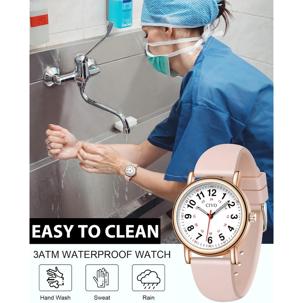 CIVO Nurse Watches for Women Men: Analog Waterproof Watch with Second Hand Easy-Read Dial - Gifts for Nurses Doctors Medical Student