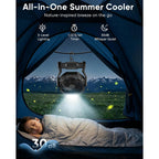 Portable Rechargeable Fan, 20000Mah Battery Powered Camping Fan With Led Light & Hook, 270° Adjustable, 4-Speed, 4H Timer Camping Essentials For Outdoor Tent Travel Bbq Car, Gifts For Men Dad