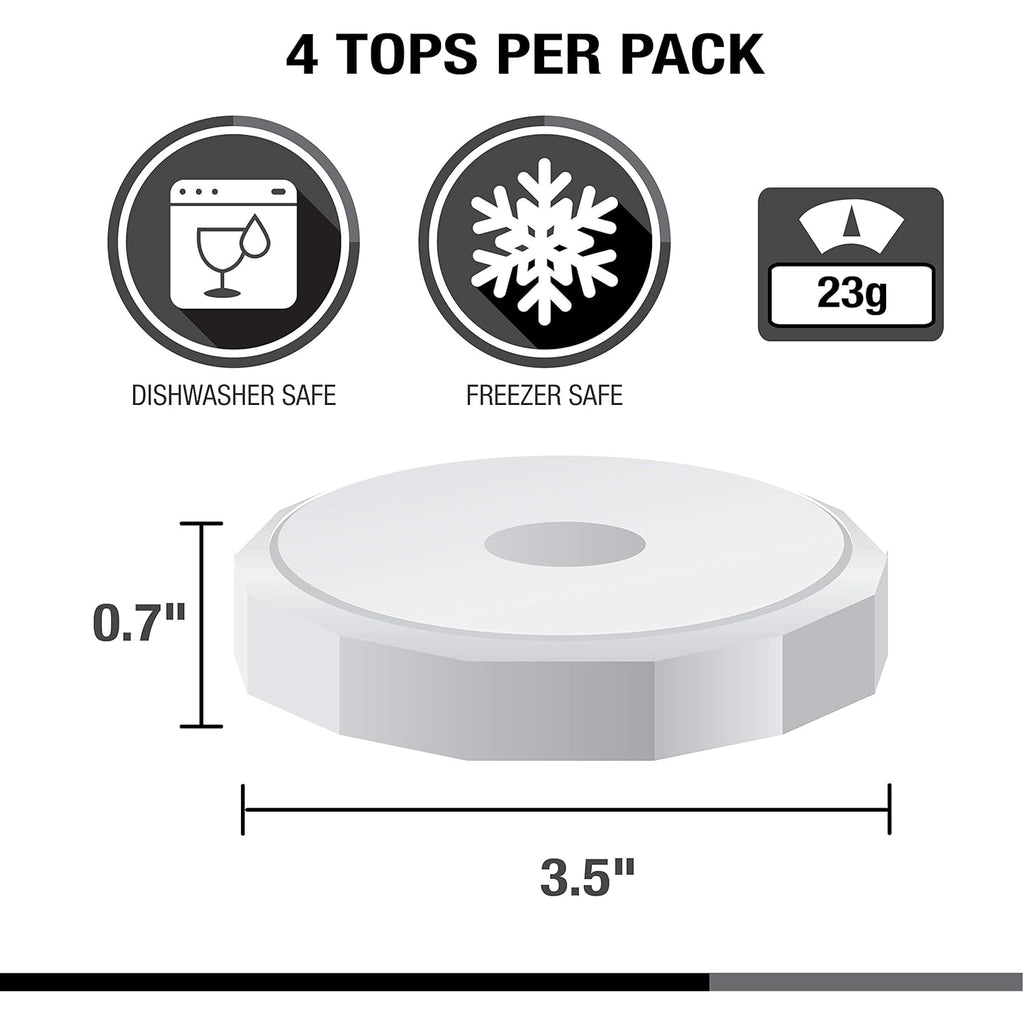 Masontops Tough Tops - Ball Wide Mouth Mason Jar Lids Plastic Leakproof - BPA-Free White Plastic Mason Jar Lids - Reusable Dry Canning Lids fit Ball Jars (Ball Mason Jars not included)