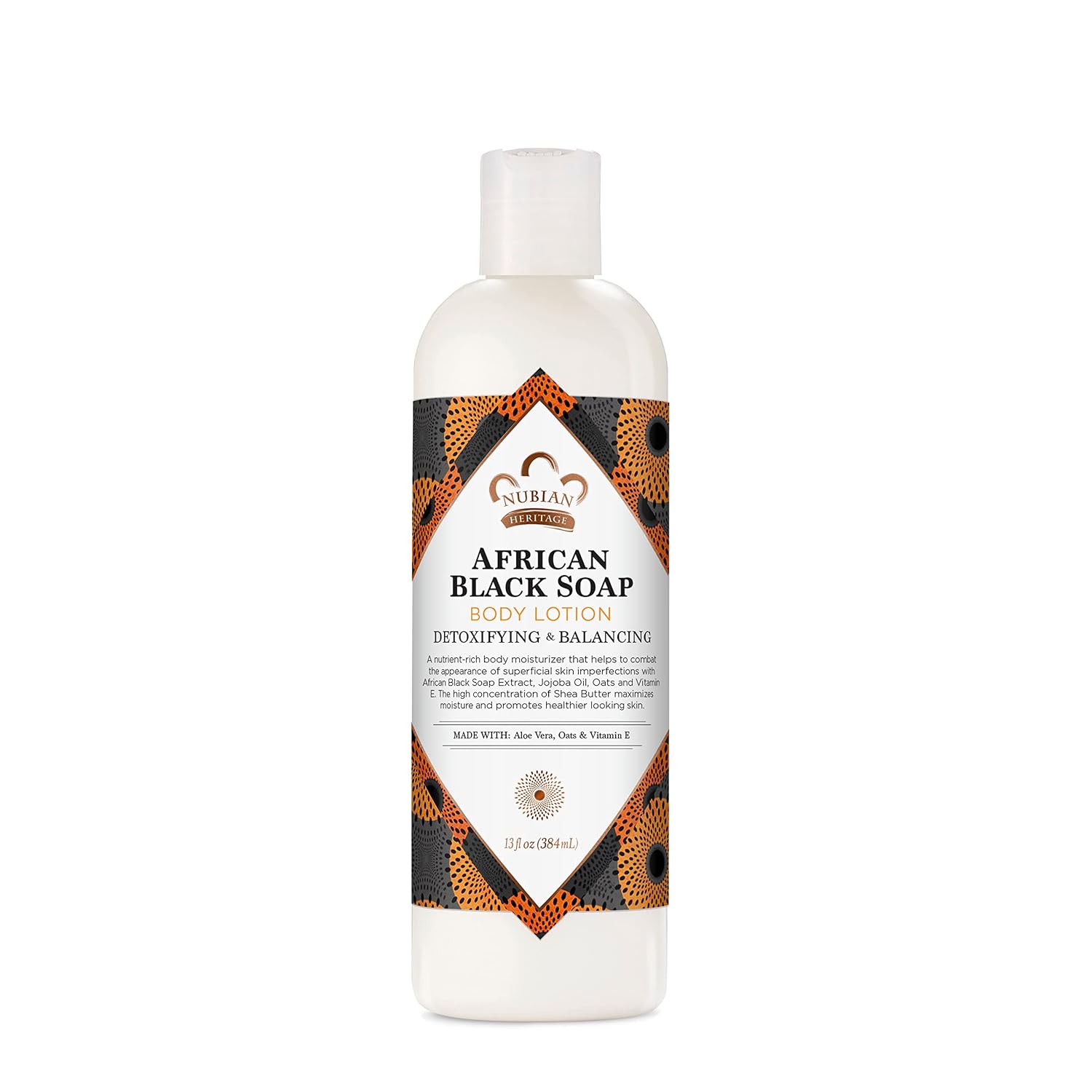 Nubian Heritage Body Lotion African Black Soap For Dry Skin Paraben Free Body Moisturizer, 13 Oz