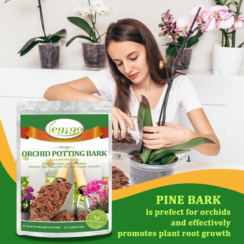 2 Quarts Organic Orchid Potting Bark- All Natural Orchid Bark Potting Mix Pine Bark Wood Chips For Houseplant Mulch, Orchid Plants Root Development, Mulch For Potted Plants