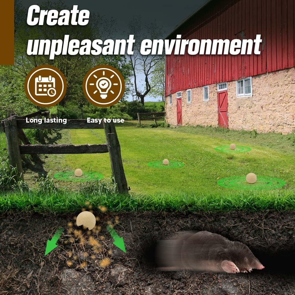 Mole Repellent For Lawns, Mole And Vole Repellent Outdoor, Gopher Repellent, Groundhog Repellent Outdoor, Armadillo Repellent, Mole Deterrent For Yard, Lasts Up To 3 Months, 8 Balls