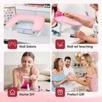 Arm Rest for Nails Tech - U-shaped Manicure Nail Hand Rest Pillow Cushion, Big Microfiber Leather Nail Arm Rest Stand for Acrylic Nail Art Tech (Pink)