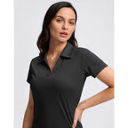 Santiny Women'S Golf Shirt Collared V-Neck Casual Work Tennis Tops Upf50+ Collared Polo Shirts For Women
