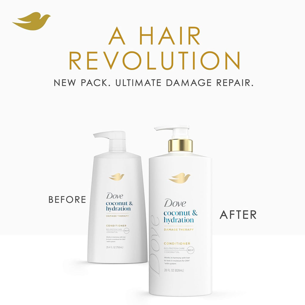 Dove Conditioner Coconut & Hydration For Dry Hair With Bio-Protein Care Technology And Coconut Oil 28 Fl Oz