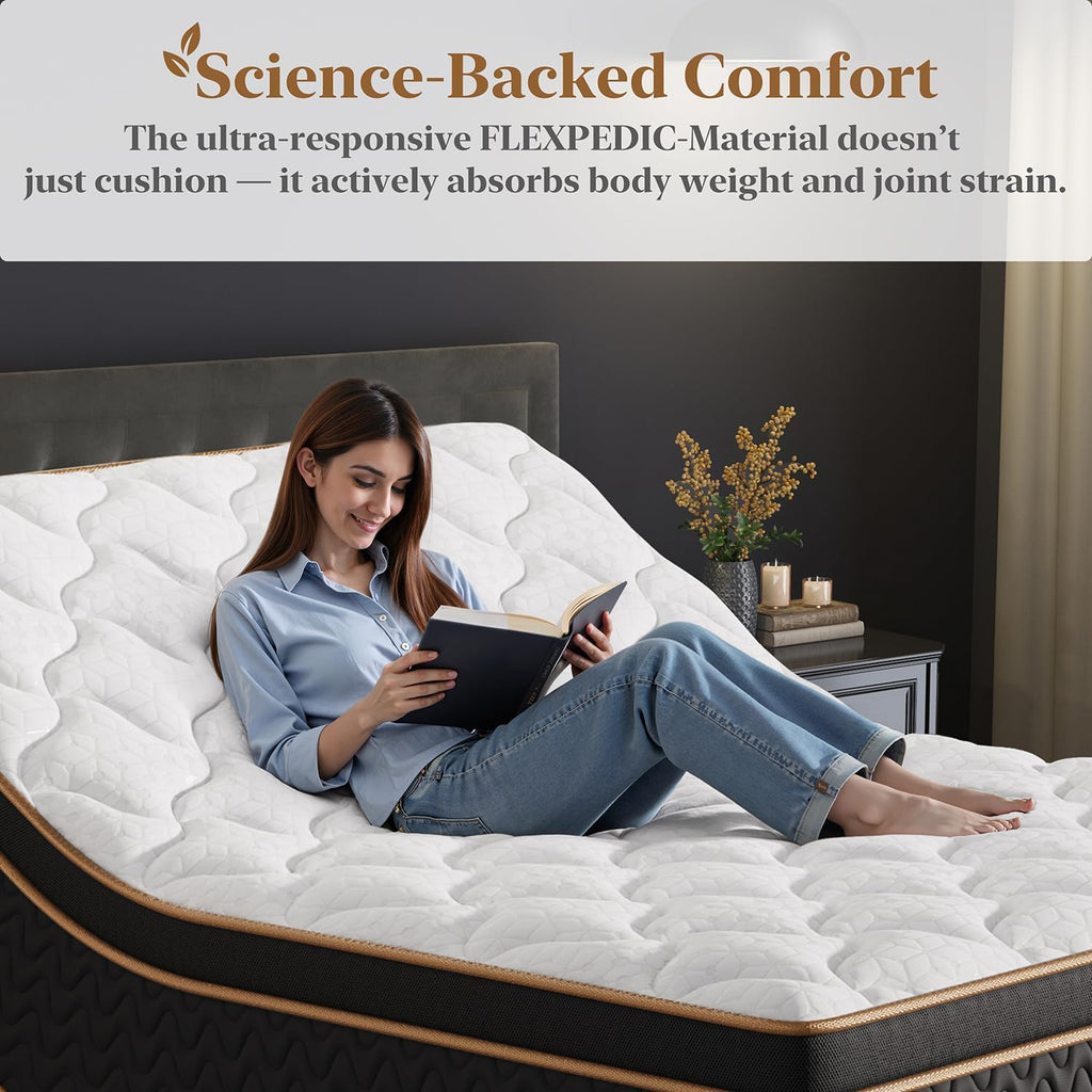 Queen Mattress 14 Inch, Luxury Hotel Cooling Hybrid Bed Mattress In A Box