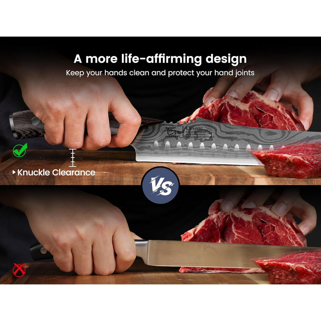Brisket Slicing Knife, 12 Inch Multifunction Carving Knife For Meat Cutting, Japanese Style Meat Slicer With Wood Full Tang Handle, Damascus Pattern Long Slicing For Roast Beef, Ideal For Gift