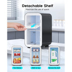 Mini Fridge, 6 Liter / 8 Can Small Refrigerator For Bedroom, Car, Office & Dorm, 110V Ac/Dc Portable Thermoelectric Cooler & Warmer For Skincare, Food, Drinks, Black
