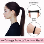 Luseren 120Pcs Black Hair Ties For Thick Hair – Seamless No Damage Elastic Ponytail Holders, Black Hair Band,Bulk Nylon Hair Elastics For Women