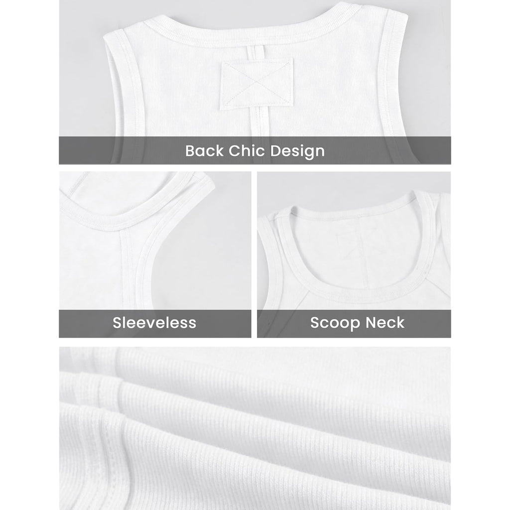 Springrain Women'S Sleeveless Scoop Neck Ribbed Tank Tops Lightweight Fitted Cami Tee Shirts