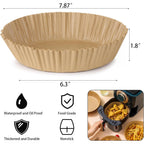 200Pcs Air Fryer Disposable Paper Liner, Round Non-Stick Air Fryer Liners Parchment Paper For Baking Roasting Microwave Oven (6.3 Inch)