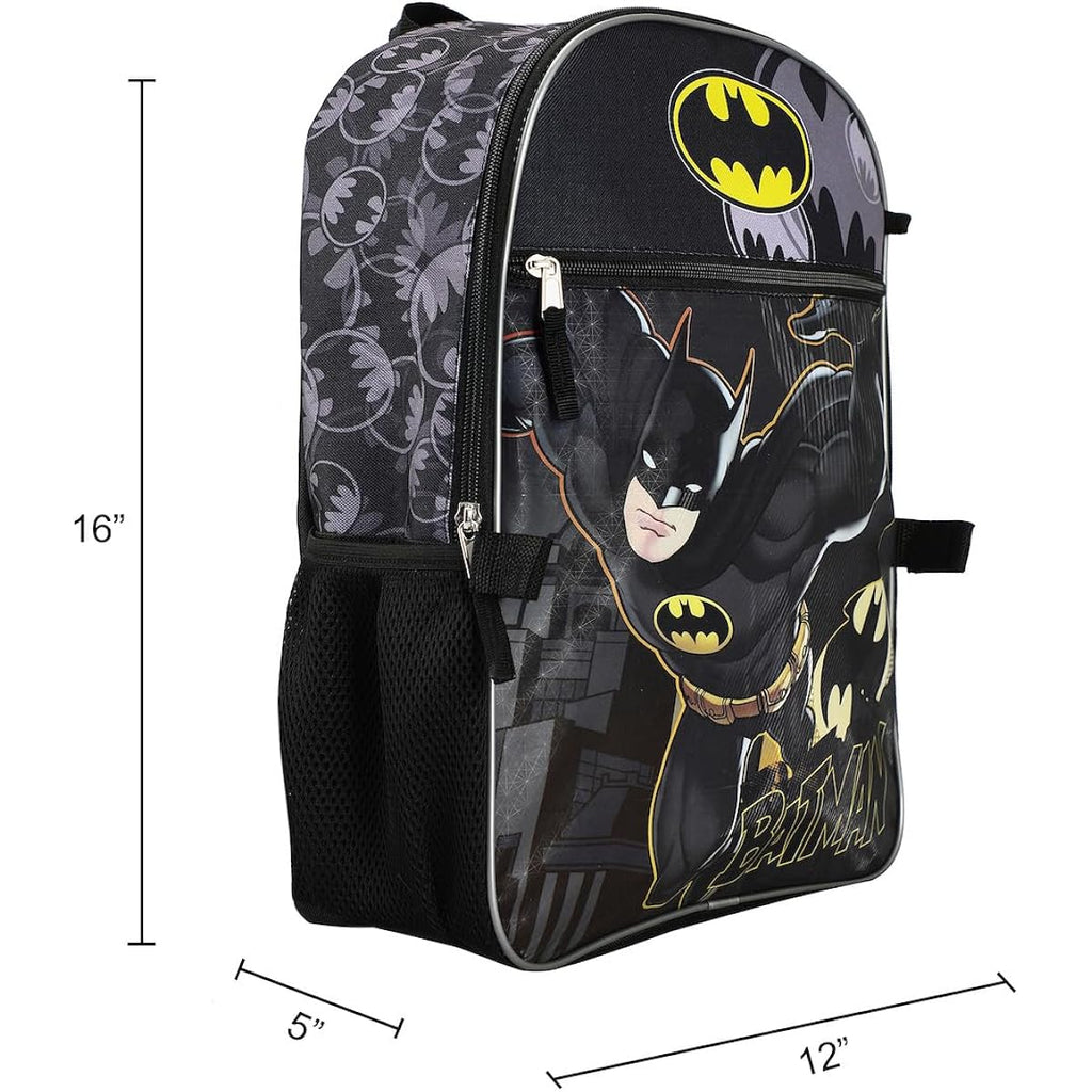 Dc Comic Book Batman Symbol 5-Piece Backpack Accessory Set For Boys